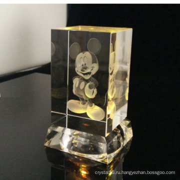3D лазерная мышь кристалл мультфильм с MultiColor кристалла привели свет базы